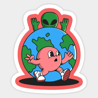 Alien Character Cartoon Sticker